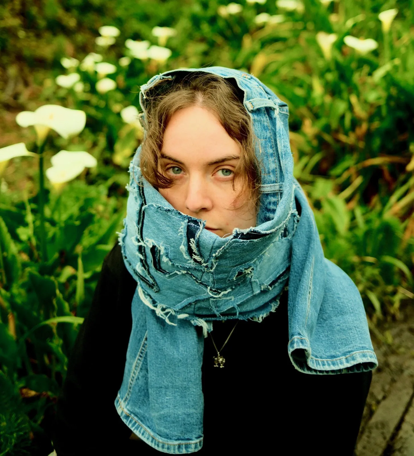 denim scarf, made by eli